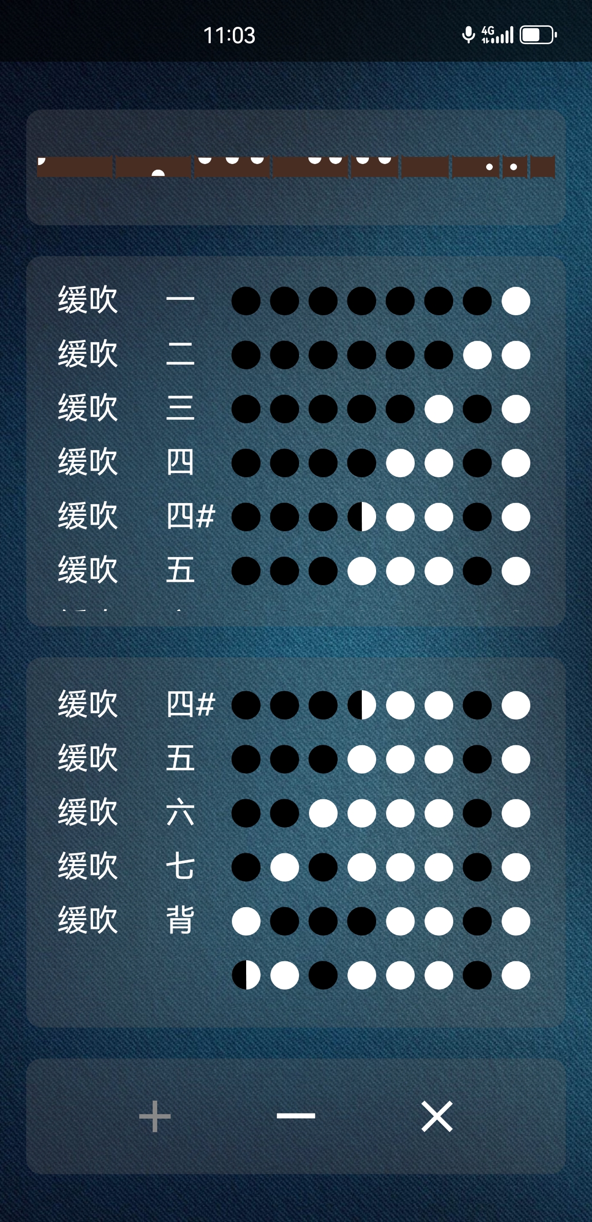 易箫 App 指法表界面